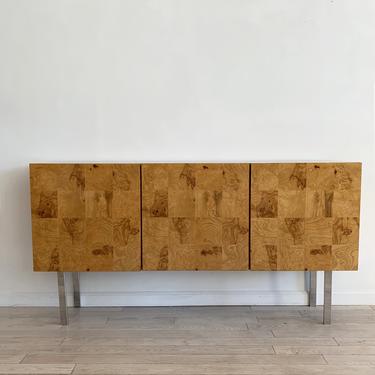 1970s Olive Burl Patchwork Sideboard by Milo Baughman for Thayer Coggin