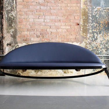 Gastone Rinaldi for Rima, Italian Mid-Century "Saturno" Sofa in Blue Leather