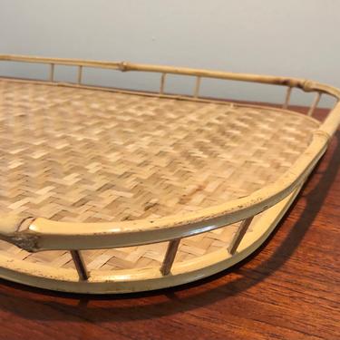 Vintage Tiki Bamboo and Cane Serving Trays 