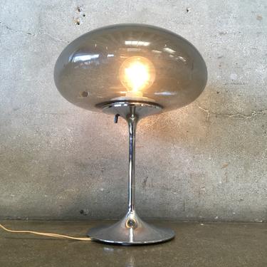 Vintage Stemlite Smoked Glass Design Line Table Lamp Design by Bill Curry