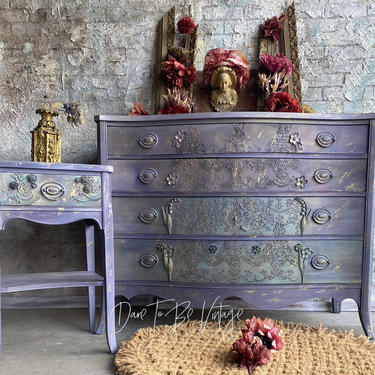 Bohemian Hand Painted Dresser - 'Icing On The Cake' Dresser  - Rustic Farmhouse Dresser - Painted Furniture - Bohemian Dresser Nightstand 