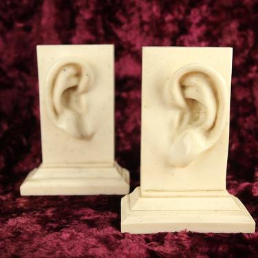 Vintage Pop Art Faux Marble Resin Ear Bookends by C2C Designs, Pair 
