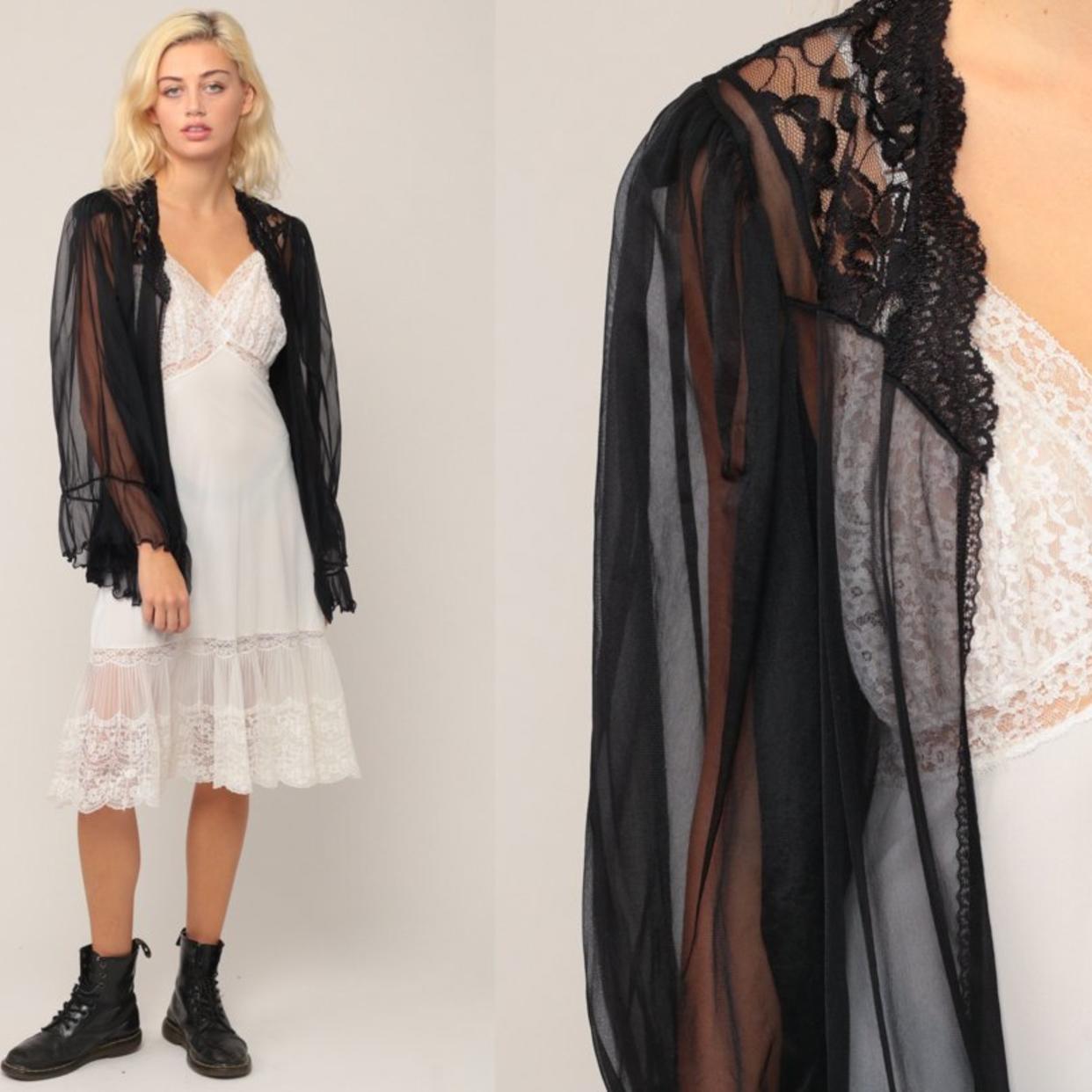 Bucket List Robe Sheer Black Robe Lingerie Jacket 80s LACE Robe | Shop Exile - Tucson ...