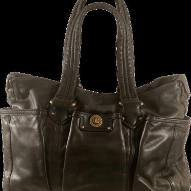 Black Leather Totally Turnlock Shoulder Bag by Marc Jacobs