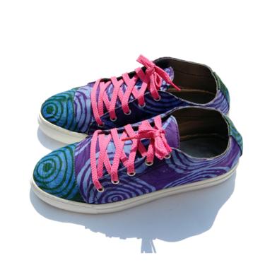 Mixed Print Adire Sneaker (Purple)