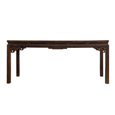 Chinese Vintage Elm Wood Scroll Motif Apron Console Altar Table cs5988E 