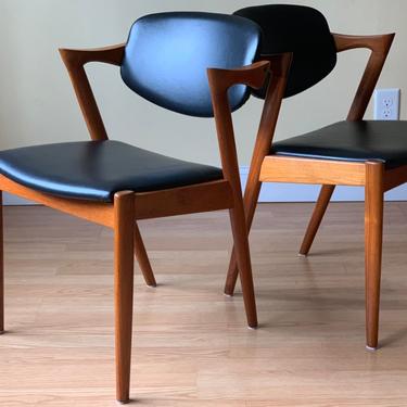 KAI #42 CHAIR set of two, in teak and leather, dining chair, side chair, desk chair 