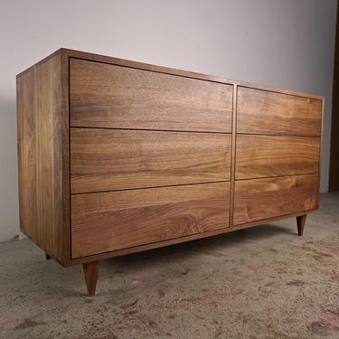 Lowboy Dresser, Mid-Century Dresser, Modern Lowboy, 6 Drawer Lowboy, Solid Hardwood Dresser (Shown in Walnut) 