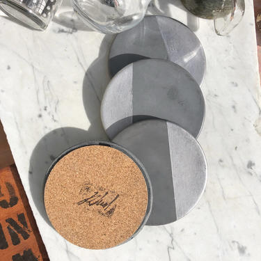 Charcoal Concrete Coaster with Silver (Set of Four) 