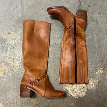 Campus Boots Vintage 1970s Carmel Brown Leather Dexter Women's size 6 1/2 