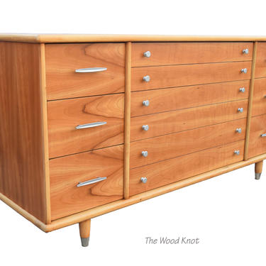 Mid-Century Modern Oak Figured Tiger Flame Wood Dresser