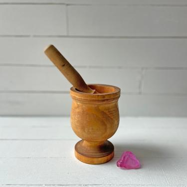 Vintage Wood Mortar And Pestle Pharmacy Apothecary // Wood Pill Crusher, Spice Crusher // Perfect Gift // Wood Shrine Display 