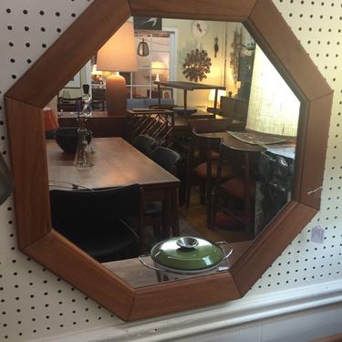 Octagonal Danish teak mirror