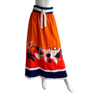 70s Malcolm Starr Rizkallah Skirt Maxi / Psychedelic Flower Patchwork Dress Skirt / 1970s Applique Tapestry Skirt 