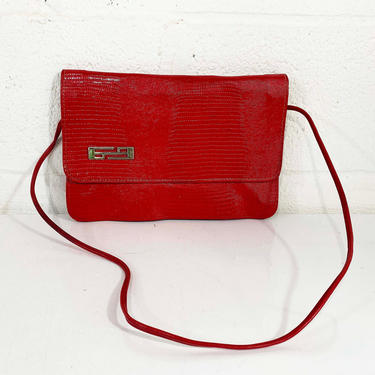 True Vintage Purse 80s Bag Leather Handbag Snakeskin Leather Envelope Mirror Purse Lipstick Red Bag Retro Small Holiday Party Evening Party 