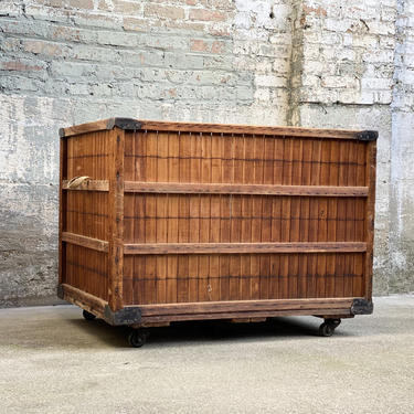 Antique Industrial Wood Warehouse Storage Cart 