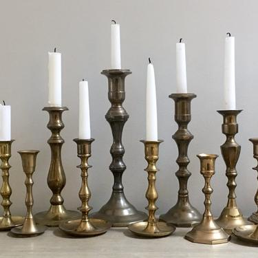 Brass Candlestick Set of 14 Candle Holders Wedding Party Table Decor Boho Rustic Farmhouse Tableware 
