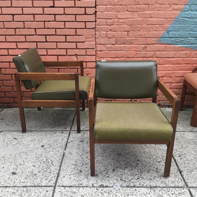 SOLD. Green midcentury chairs. $84/pair.