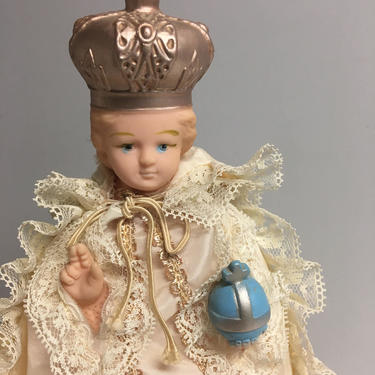 Light-up Infant of Prague figurine - vintage 1960s religious statue 