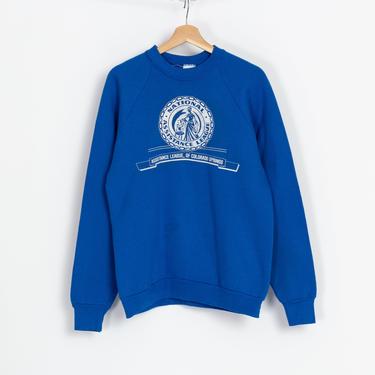 80s National Assistance League Sweatshirt - Men's Small, Women's Medium | Vintage Blue Raglan Sleeve Colorado Graphic Pullover Sweater 