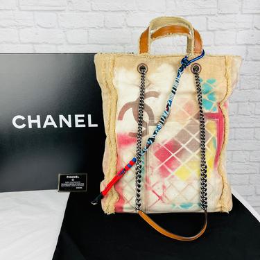 Chanel Canvas Graffitti Bag, Beige/Multi Color