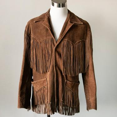 1970s FRINGE Suede Jacket Western Leather L 