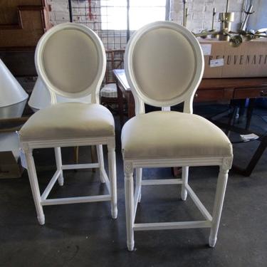 PAIR OF RESTORATION HARDWARE OVAL BACK COUNTER STOOLS