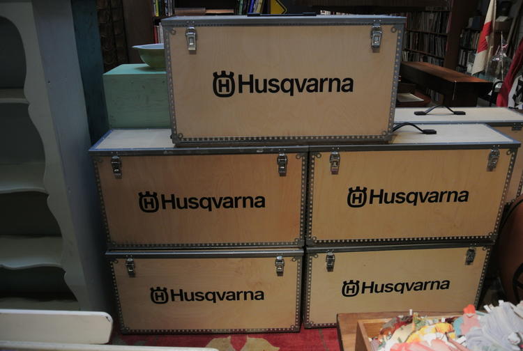 Storage Chests/Crates with Swedish Husqvarna Stamps