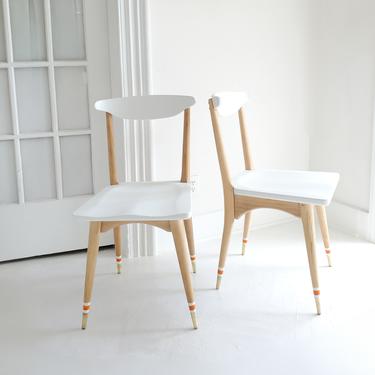 Wood mid century chairs, 2 available 