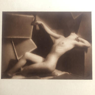 Vintage Nude Sepia Photograph on page from a Book of Nudes from the 1940s or 1950s 