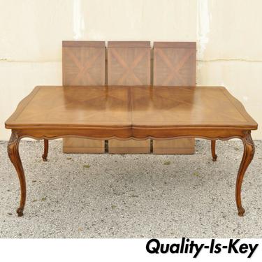 Country French Provincial Louis XV Parquetry Inlay Walnut Dining Table Henredon
