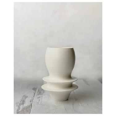 SECONDS SALE- one white ceramic mini bud vase - minimal modern tiny flower vase off white neutral matte white by Sara Paloma Pottery. 