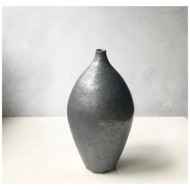 Ships Now- Seconds Sale- one stoneware graphite slate vase by Sara Paloma Pottery 