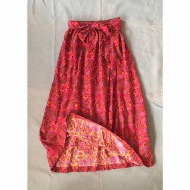 vintage 1960s 70s hippie skirt - paisley maxi skirt / full length paisley skirt - paisley tapestry skirt / '60s psychedelic print skirt 
