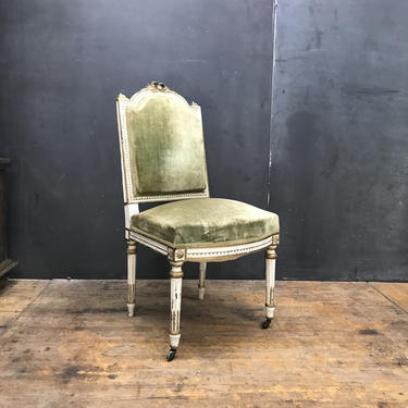 19th Century French Upholstered Antique Side Dining Chair 