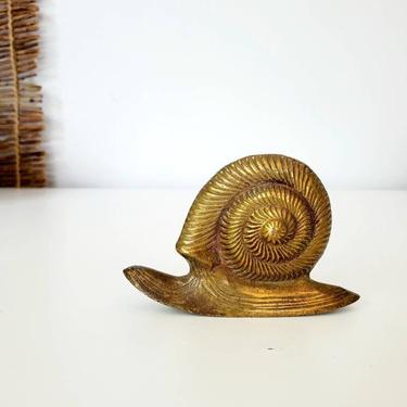 Vintage Brass Garden Snail Paperweight Figurine 