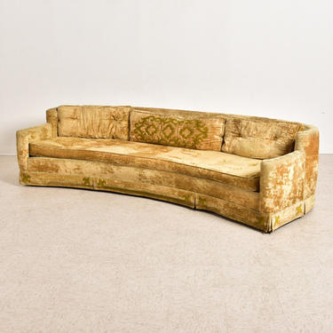 Vintage Yellow Gold Curved Sofa