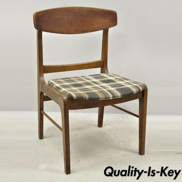 Vintage Mid Century Modern Walnut &amp; Oak Sculptural Curved Back Dining Chair