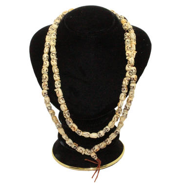 Skull Head Face Bone Color Resin Beads Rosary Praying Necklace ws225E 