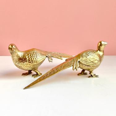 Pair of Brass Pheasants 