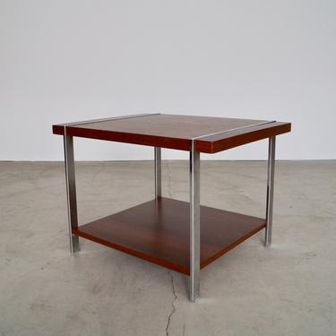Unique &amp; Rare Mid-century Modern End Table in Walnut, Rosewood, and Chrome by Lane Furniture 
