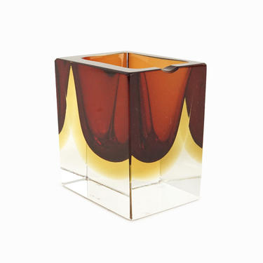 Flavio Poli Murano Glass Ashtray Sommerso Mid Century Modern 