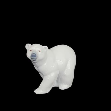 Vintage Spanish Lladro Porcelain White Polar Bear Figure Figurine Statue Daisa Hand Made in Spain 