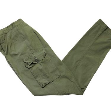 Vintage 1970s Women's OG-107 US Army Field Trousers / Pants ~ 24.5 Waist ~ Rip Stop Poplin ~ Military ~ High Waisted ~ Side Button Closure 