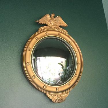 Antique Petite Federal Mirror Convex Wood Gilt 