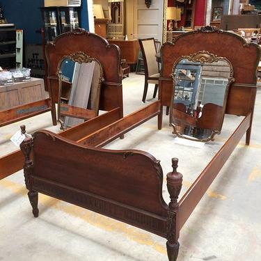 Two twin bed sets. Wonderful detail! Mirror and bed $199.