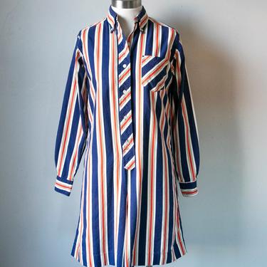 1960s Romper Cotton Striped Playsuit Loungewear S P 