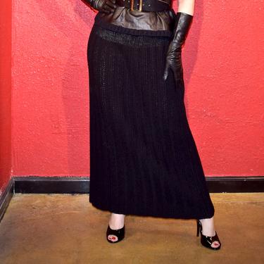 Vintage Black Knit Ribbed Skirt Braeda Horan 