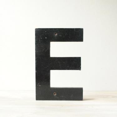 Vintage Letter E, Wood Sign Letter E, Black Letter E, Letter Wall Hanging, Vintage Sign Letter 