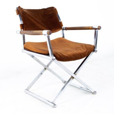 Mid Century Wood and Chrome Directors Chair - mcm 